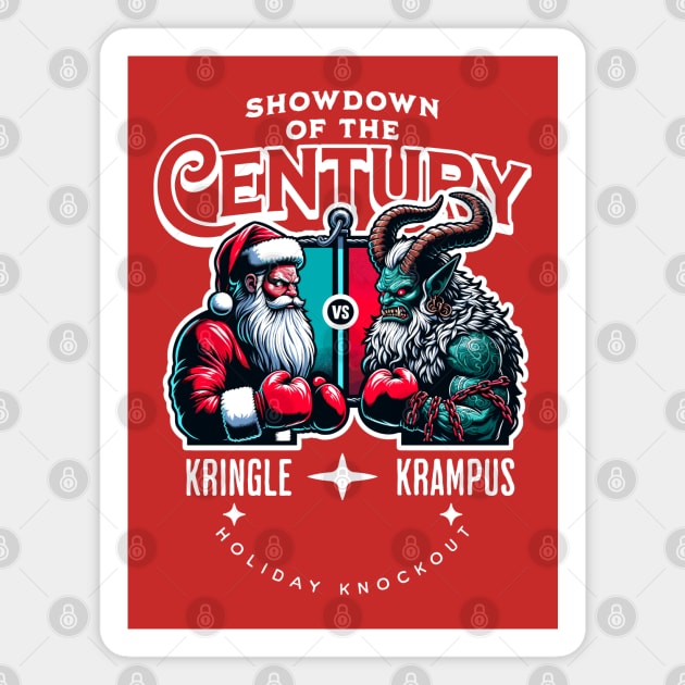 Santa vs. Krampus Boxing Showdown - Christmas Smackdown! Magnet by Contentarama